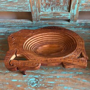Handcrafted Wooden Elephant Bowl